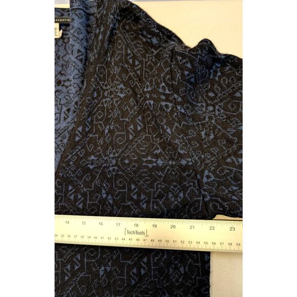 Peruvian Connection Art Aztec Alpaca, wool, silk Cardigan Size Small Blue Black - Picture 5 of 9